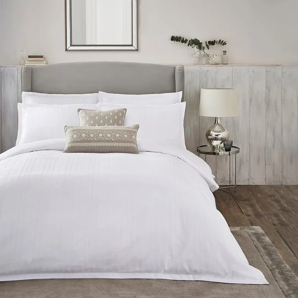 Dorma Purity Staunton Waffle Stripe White 100% Cotton Duvet Cover And Pillowcase Set 2 Dorma Purity Staunton Waffle Stripe White 100% Cotton Duvet Cover And Pillowcase Set - Image 2