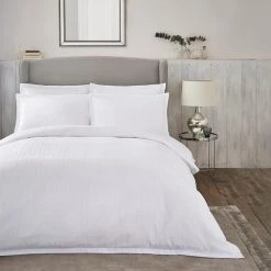 Dorma Purity Staunton Waffle Stripe White 100% Cotton Duvet Cover And Pillowcase Set 10 Dorma Purity Staunton Waffle Stripe White 100% Cotton Duvet Cover And Pillowcase Set -Furn. Shop 30727597 alt04