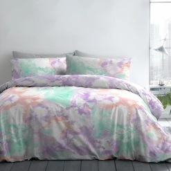 Fusion Tie Dye Multicoloured Reversible Duvet Cover And Pillowcase Set