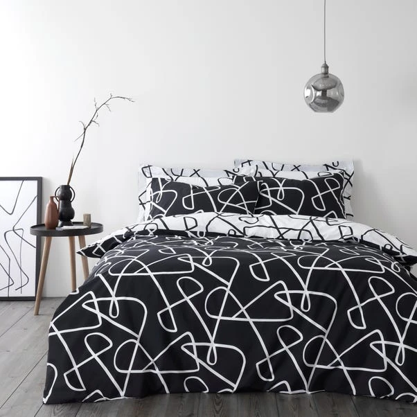 Dunelm Mono Curves Duvet Cover And Pillowcase Set 2 Dunelm Mono Curves Duvet Cover And Pillowcase Set - Image 2