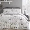 Fusion Snug Dudley Love Grey 100% Brushed Cotton Duvet Cover Set