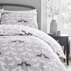 Fusion Snug Dudley Love Grey 100% Brushed Cotton Duvet Cover Set 5 Fusion Snug Dudley Love Grey 100% Brushed Cotton Duvet Cover Set -Furn. Shop 30759790 alt03