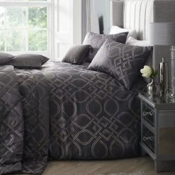 ﻿Laurence Llewelyn-Bowen Tie The Knot Slate Duvet Cover And Pillowcase Set