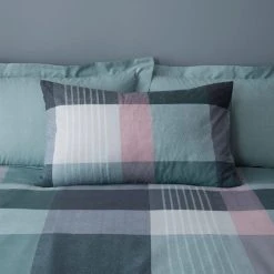 Dunelm Acton Check Teal Duvet Cover And Pillowcase Set -Furn. Shop 30771501 alt02