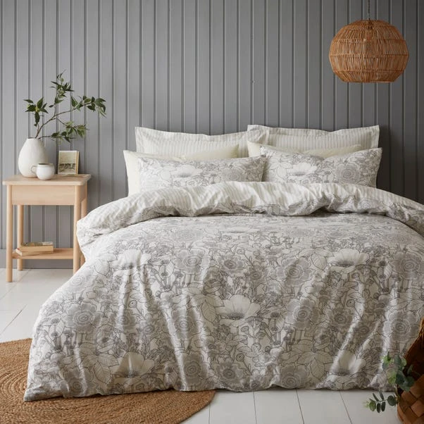 Dunelm Winnie Floral Natural 100% Cotton Duvet Cover And Pillowcase Set 1 Dunelm Winnie Floral Natural 100% Cotton Duvet Cover And Pillowcase Set