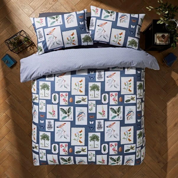 Natural History Museum Woodland Blue 100% Cotton Duvet Cover And Pillowcase Set 1 Natural History Museum Woodland Blue 100% Cotton Duvet Cover And Pillowcase Set