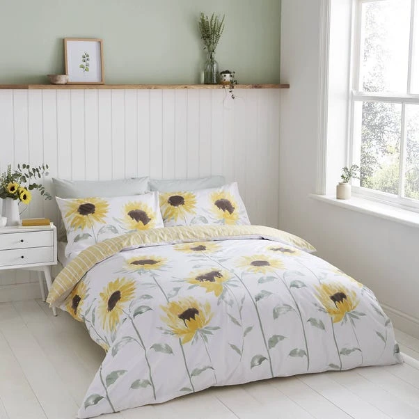 Catherine Lansfield Painted Sunflowers Duvet Cover And Pillowcase Set 1 Catherine Lansfield Painted Sunflowers Duvet Cover And Pillowcase Set