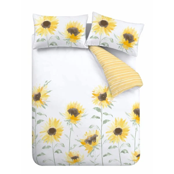 Catherine Lansfield Painted Sunflowers Duvet Cover And Pillowcase Set 5 Catherine Lansfield Painted Sunflowers Duvet Cover And Pillowcase Set - Image 5