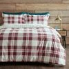 Dunelm Piper Red Check 100% Brushed Cotton Duvet Cover And Pillowcase Set
