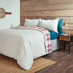 Dunelm Piper Red Check 100% Brushed Cotton Duvet Cover And Pillowcase Set -Furn. Shop 30780522 alt03