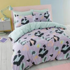 Dunelm Lilac Leopard Duvet Cover And Pillowcase Set