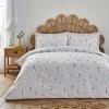 Dunelm Pressed Floral Yellow 100% Cotton Duvet Cover And Pillowcase Set