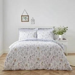 Dunelm Floral Stem Purple Duvet Cover And Pillowcase Set