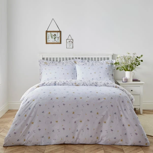 Dunelm Floral Stem Purple Duvet Cover And Pillowcase Set 2 Dunelm Floral Stem Purple Duvet Cover And Pillowcase Set - Image 2