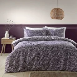 Dunelm Chartwell Aubergine Duvet Cover And Pillowcase Set