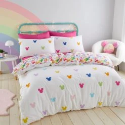 Disney Mickey Rainbow Duvet Cover And Pillowcase Set