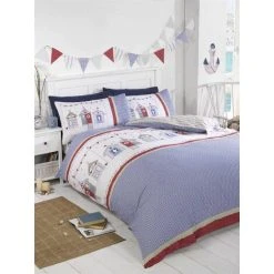 Beach Huts Single Duvet Cover Set Summer Seaside