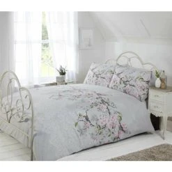 Eloise King Size Bed Duvet Cover Set With Matching Pillowcase, Birds And Floral