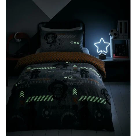 Gamer Double Duvet Cover Fully Reversible Glow In The Dark Quilt Cover Set Teenagers Kids Bedlinen Bedding Set 3 Gamer Double Duvet Cover Fully Reversible Glow In The Dark Quilt Cover Set Teenagers Kids Bedlinen Bedding Set - Image 3