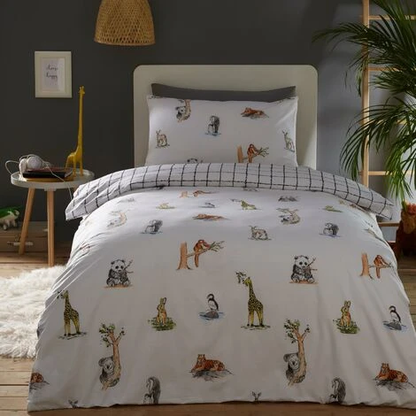Kids Club Wildlife Single Duvet Set Animal Themed Reversible Duvet Cover Set Bedding Bed Set 2 Kids Club Wildlife Single Duvet Set Animal Themed Reversible Duvet Cover Set Bedding Bed Set - Image 2
