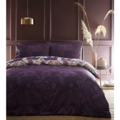 Portfolio Savannah Plum Double Duvet Cover Reversible Bedding Set