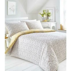Yasmina Ochre Double Duvet Cover Set Reversible Floral Bedding Quilt Bed Set -Furn. Shop 35074628 3