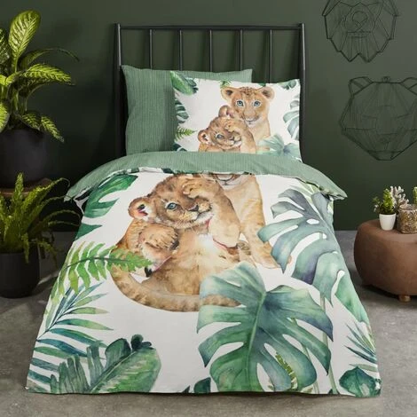 Kids Duvet Cover JUNGLE 140x200/220 Cm Green Good Morning 2 Kids Duvet Cover JUNGLE 140x200/220 Cm Green Good Morning - Image 2