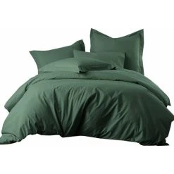 LITZEE Duvet Cover 200x230 Cm Dark Green Solid Colour - Zipped Double Bed Set - Microfibre Duvet Cover With 2 Pillowcases 65x65 Cm 7 LITZEE Duvet Cover 200x230 Cm Dark Green Solid Colour - Zipped Double Bed Set - Microfibre Duvet Cover With 2 Pillowcases 65x65 Cm -Furn. Shop 43073166 3