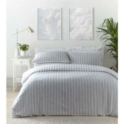Portfolio Home Harvard Stripe Grey Super King Duvet Set ReversibleBedding Bed Set