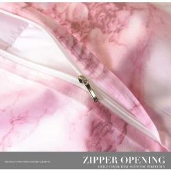 LITZEE Duvet Cover Sets With Pillow Cases Imperimated Geometric Basics Reversible Double Bed Set With Zip Closure Soft Microfibre 2/3 Pieces 135200cm Pink -Furn. Shop 55917257 4