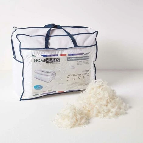 HOMESCAPES Duck Feather And Down 10.5 Tog Single Size Autumn Duvet 1 HOMESCAPES Duck Feather And Down 10.5 Tog Single Size Autumn Duvet