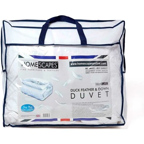 HOMESCAPES Duck Feather And Down 10.5 Tog Single Size Autumn Duvet 2 HOMESCAPES Duck Feather And Down 10.5 Tog Single Size Autumn Duvet - Image 2