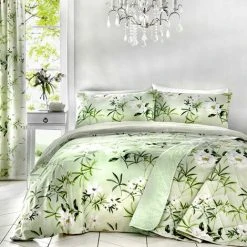 Dreams & Drapes Florence Floral Reversible Duvet Cover Set, Green, King