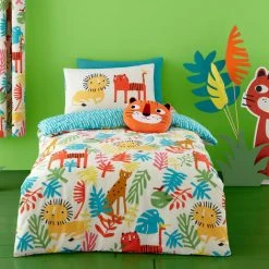Cosatto Tiger Tropics Childrens 100% Cotton Reversible Duvet Cover Set, Multi, Single