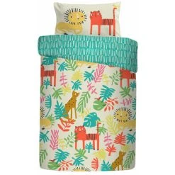 Cosatto Tiger Tropics Childrens 100% Cotton Reversible Duvet Cover Set, Multi, Single -Furn. Shop 64559756 5