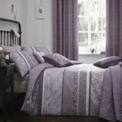 Dreams & Drapes Hanworth Reversible Duvet Cover Set, Heather, Single