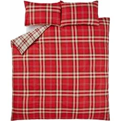 Catherine Lansfield Kelso Reversible Tartan Check Duvet Cover Set, Red, Single -Furn. Shop 65901659 4
