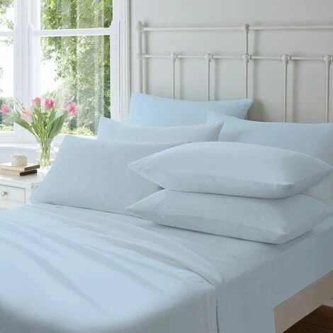 Catherine Lansfield Plain Dyed 100% Brushed Cotton Flannelette Duvet Cover Set, Blue, Single 1 Catherine Lansfield Plain Dyed 100% Brushed Cotton Flannelette Duvet Cover Set, Blue, Single
