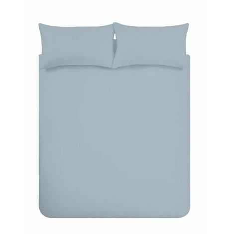 Catherine Lansfield Plain Dyed 100% Brushed Cotton Flannelette Duvet Cover Set, Blue, Single 2 Catherine Lansfield Plain Dyed 100% Brushed Cotton Flannelette Duvet Cover Set, Blue, Single - Image 2