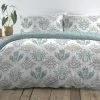 Dreams & Drapes Emily Botanical Print Reversible Duvet Cover Set, Duck Egg, Single