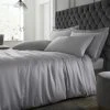 Catherine Lansfield Silky Soft Satin Duvet Cover Set, Silver, Single