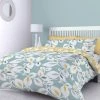 Catherine Lansfield Inga Leaf Easy Care Reversible Duvet Cover Set, Teal, Single