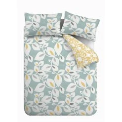 Catherine Lansfield Inga Leaf Easy Care Reversible Duvet Cover Set, Teal, Single -Furn. Shop 67861988 5