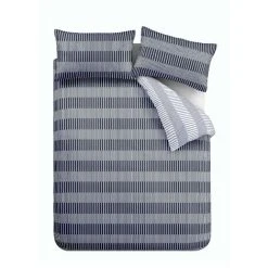 Catherine Lansfield Geometric Lines Duvet Cover Set Navy Double Bedding Set -Furn. Shop 68090832 5