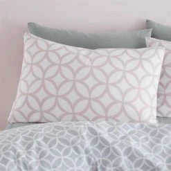Catherine Lansfield Geo Trellis Pink Geometric Duvet Cover Set Single Bedding Set -Furn. Shop 68090864 3