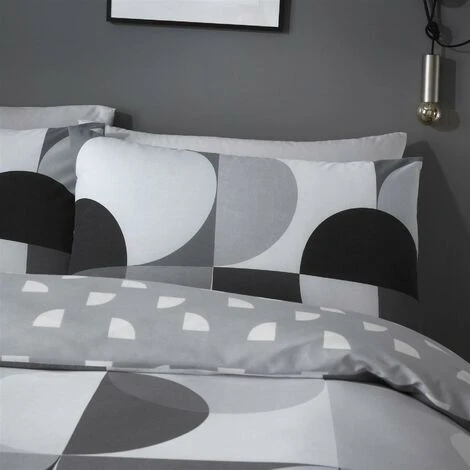 Catherine Lansfield Sirkel Geometric Duvet Cover Set Grey Single Bedding Set 2 Catherine Lansfield Sirkel Geometric Duvet Cover Set Grey Single Bedding Set - Image 2