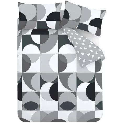 Catherine Lansfield Sirkel Geometric Duvet Cover Set Grey Single Bedding Set 5 Catherine Lansfield Sirkel Geometric Duvet Cover Set Grey Single Bedding Set - Image 5