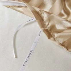 Khaki Satin Duvet Cover 200x200cm + 2 Pillowcases 65x65cm With Zipper Silky Bedding Set Adults 2 Person Smooth Striped Satin Luxury Bedding -Furn. Shop 68263380 5