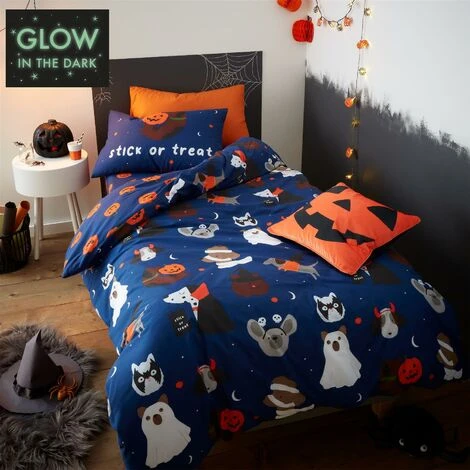 Catherine Lansfield Halloween Dogs Duvet Cover Set Blue Toddler 1 Catherine Lansfield Halloween Dogs Duvet Cover Set Blue Toddler