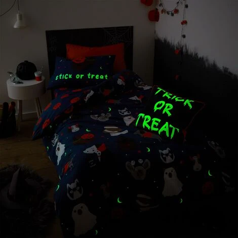 Catherine Lansfield Halloween Dogs Duvet Cover Set Blue Toddler 4 Catherine Lansfield Halloween Dogs Duvet Cover Set Blue Toddler - Image 4